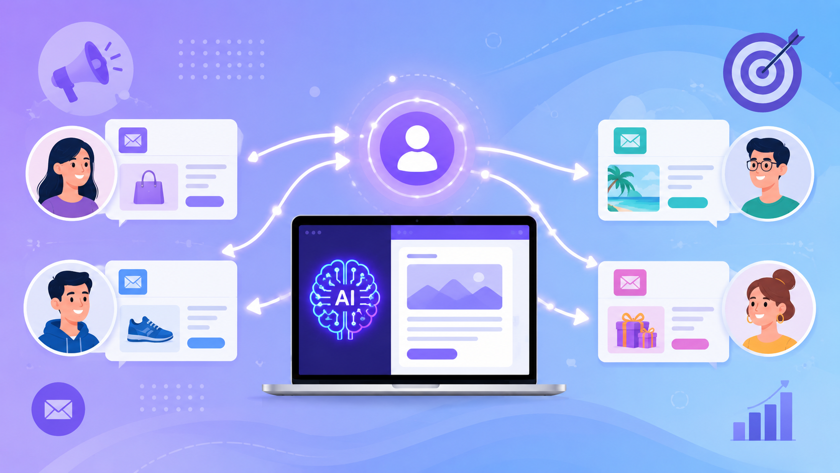Minh hoa AI ca nhan hoa marketing gui noi dung rieng cho tung khach hang