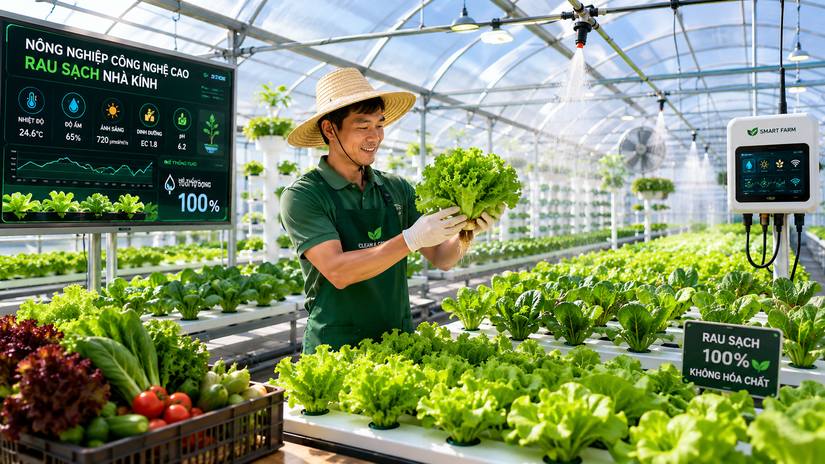 Ý tưởng kinh doanh nông nghiệp công nghệ cao trồng rau sạch nhà kính