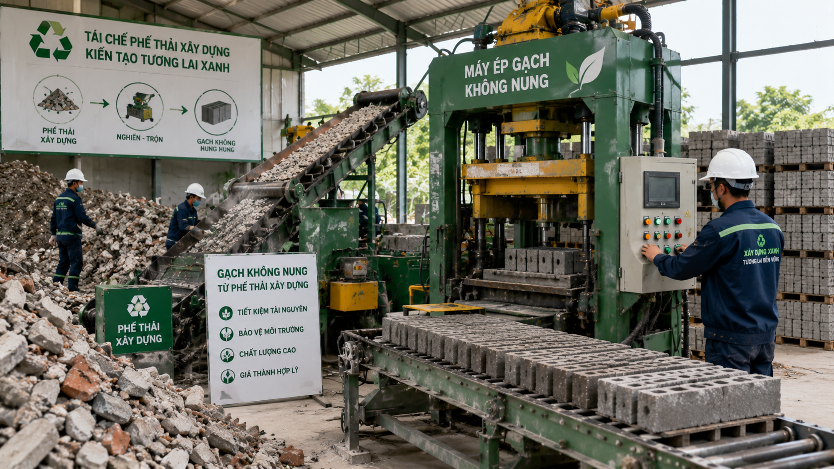Ý tưởng kinh doanh sản xuất gạch không nung từ phế thải xây dựng