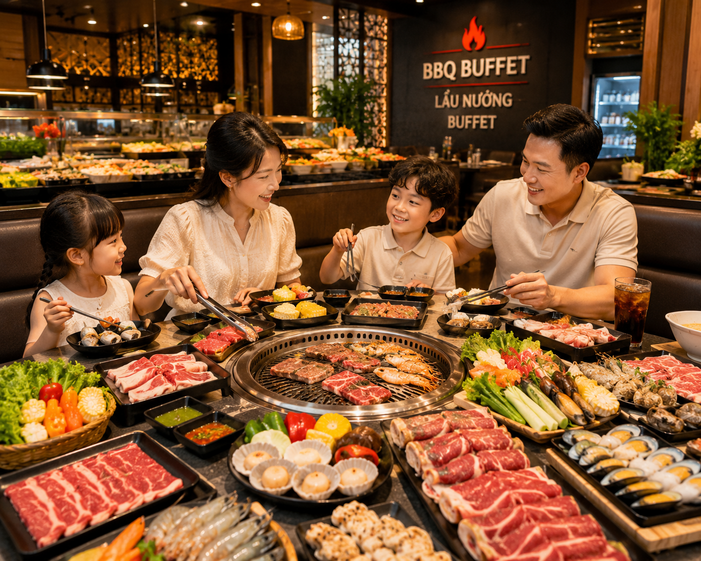 Ý tưởng kinh doanh quán lẩu nướng buffet cho gia đình