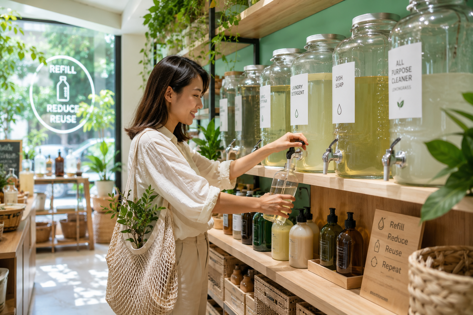 Ý tưởng kinh doanh cửa hàng refill sản phẩm tiêu dùng giảm nhựa