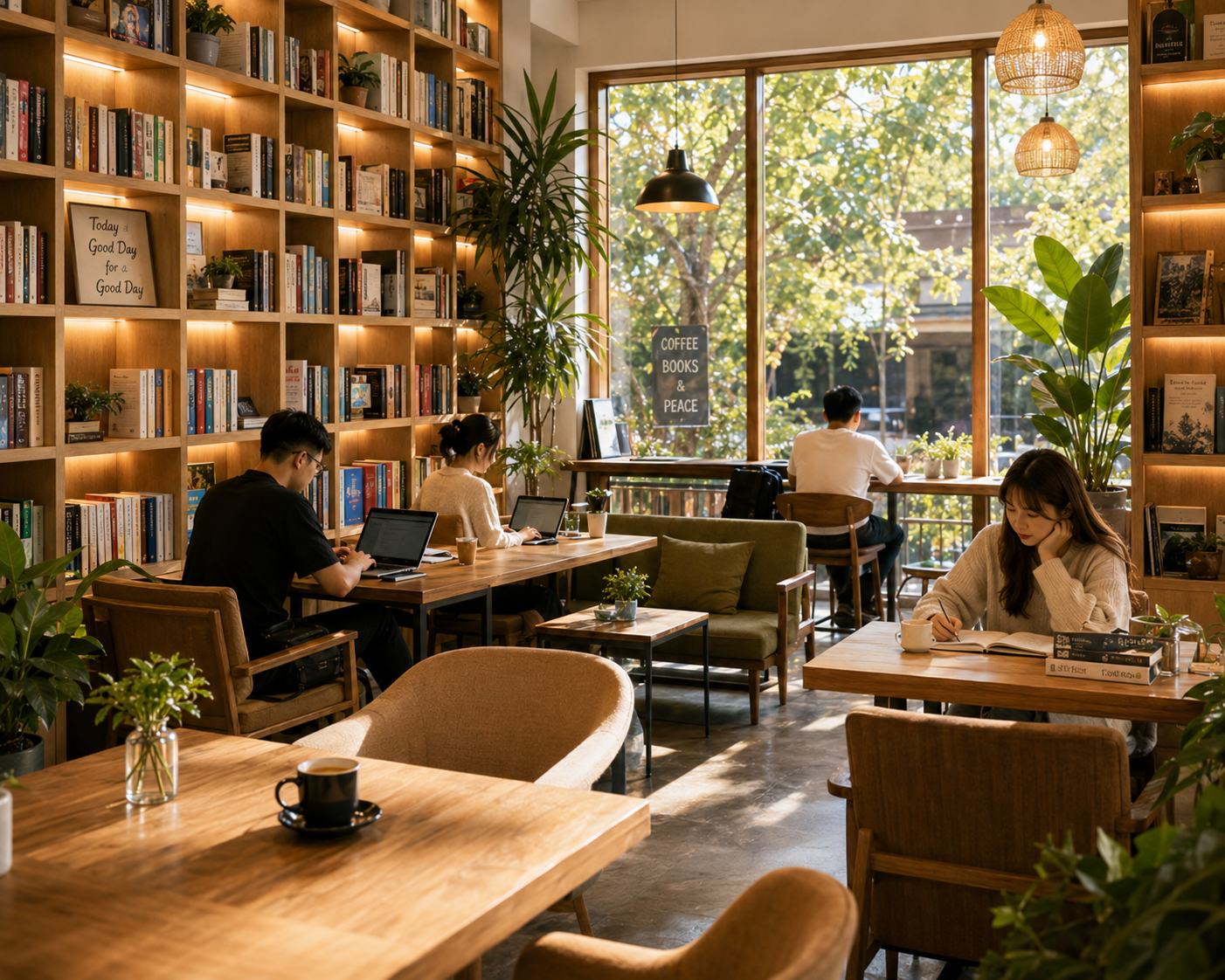 Ý tưởng kinh doanh quán cafe sách kết hợp không gian làm việc chung