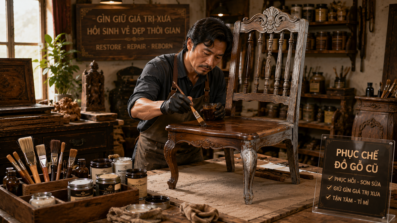Ý tưởng kinh doanh dịch vụ phục chế sơn sửa đồ gỗ cũ