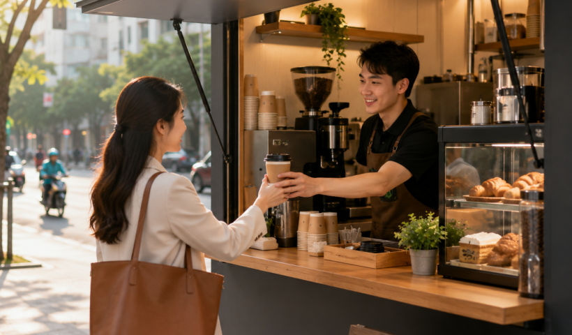 Mô hình kinh doanh ki-ốt cà phê mang đi quy mô nhỏ