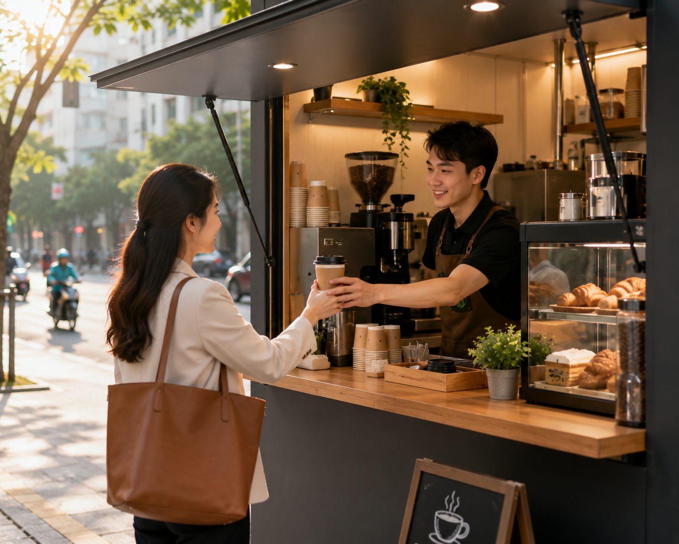 Mô hình kinh doanh ki-ốt cà phê mang đi quy mô nhỏ